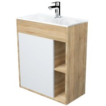 Тумба с раковиной белый глянец/дуб сонома 60 см 1Marka Lido У75338