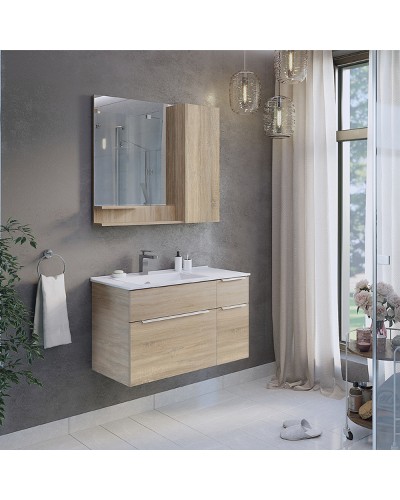 Тумба с раковиной Comforty Варна 90 00-00009919 подвесная Дуб сонома