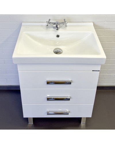 Тумба с раковиной Comforty Никосия 60Н 00-00011160 Белая глянцевая