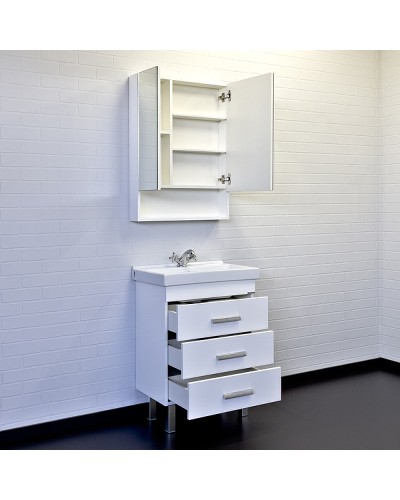 Тумба с раковиной Comforty Никосия 60Н 00-00011160 Белая глянцевая