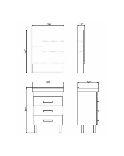Тумба с раковиной Comforty Никосия 60Н 00-00011160 Белая глянцевая