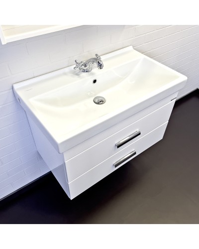 Тумба с раковиной Comforty Никосия 80П 00-00011163 подвесная Белая глянцевая