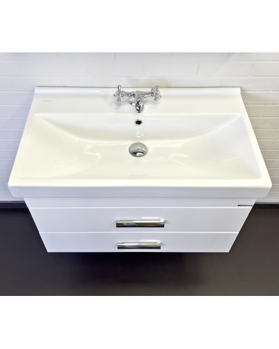 Тумба с раковиной Comforty Никосия 80П 00-00011163 подвесная Белая глянцевая