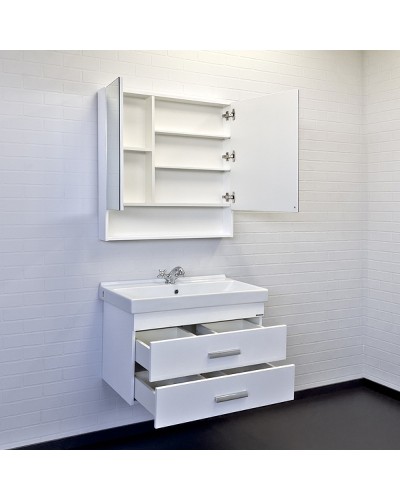 Тумба с раковиной Comforty Никосия 80П 00-00011163 подвесная Белая глянцевая