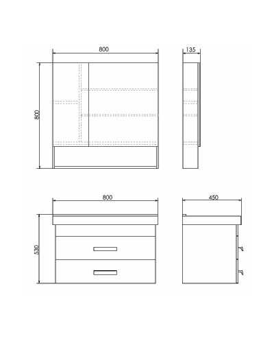 Тумба с раковиной Comforty Никосия 80П 00-00011163 подвесная Белая глянцевая