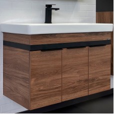 Тумба с раковиной Comforty Соло 90 00-00010979 подвесная Дуб темно-коричневый