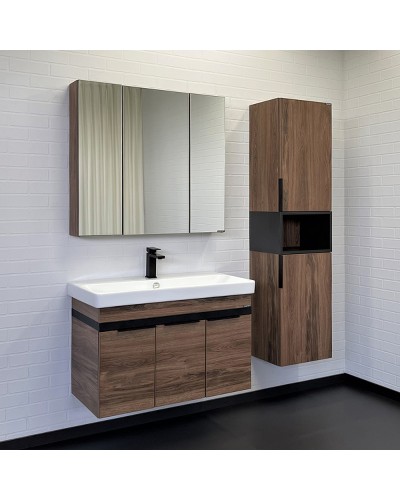 Тумба с раковиной Comforty Соло 90 00-00010979 подвесная Дуб темно-коричневый