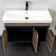 Тумба с раковиной Comforty Соло 90 00-00010979 подвесная Дуб темно-коричневый