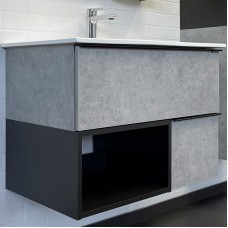 Тумба с раковиной Comforty Франкфурт 75 00-00011080 подвесная Бетон светлый