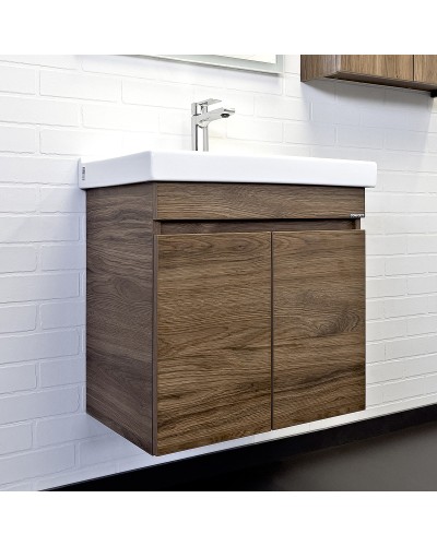 Тумба с раковиной Comforty Осло 60 00-00011149 подвесная Дуб темно-коричневый