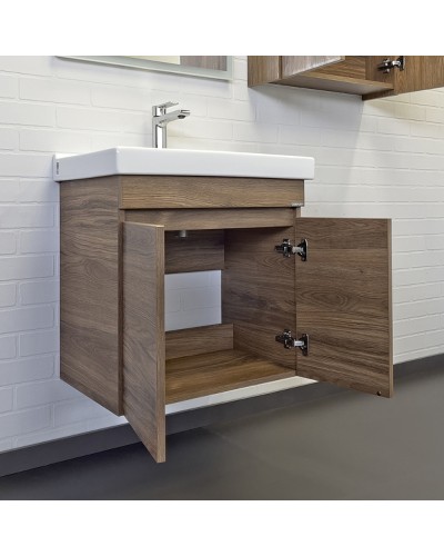 Тумба с раковиной Comforty Осло 60 00-00011149 подвесная Дуб темно-коричневый