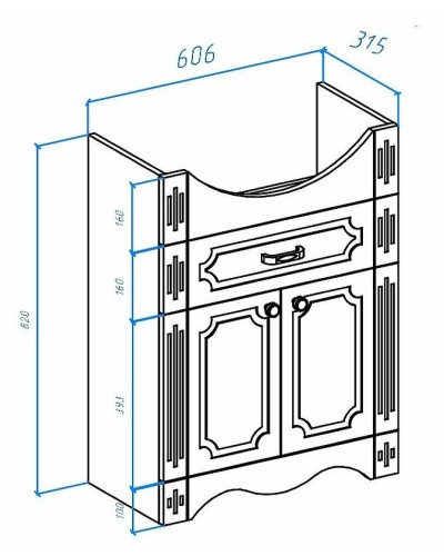 Тумба под раковину Bellezza Кантри 65 4639910690016 Белая
