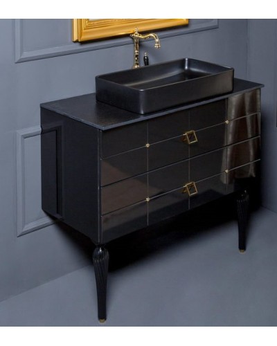 Тумба под раковину Boheme Armadi Art Vallessi Avangarde Piazza 100 841-100-BG подвесная Черный глянец Золото