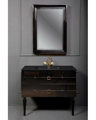 Тумба под раковину Boheme Armadi Art Vallessi Avangarde Piazza 100 841-100-BG подвесная Черный глянец Золото