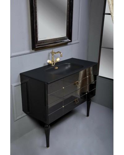 Тумба под раковину Boheme Armadi Art Vallessi Avangarde Piazza 100 841-100-BG подвесная Черный глянец Золото