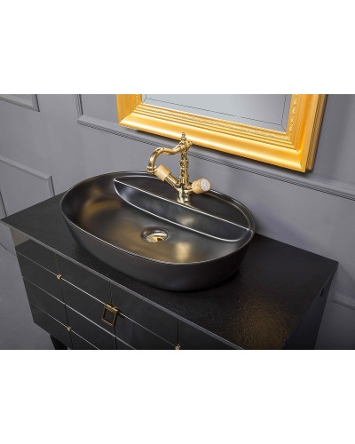 Тумба под раковину Boheme Armadi Art Vallessi Avangarde Piazza 100 841-100-BG подвесная Черный глянец Золото