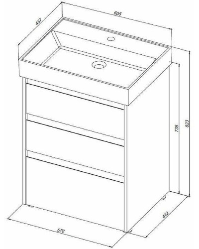 Тумба под раковину Aquanet Nova Lite 60 302470 Дуб рошелье