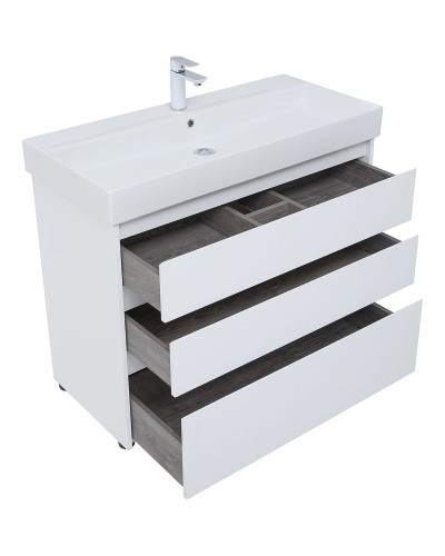 Тумба под раковину Aquanet Nova Lite 100 302478 Белый глянец