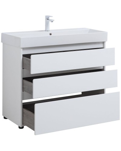 Тумба под раковину Aquanet Nova Lite 100 302478 Белый глянец