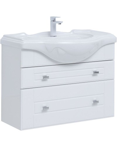Тумба под раковину Aquanet Рондо 85 304289 подвесная Белый глянец
