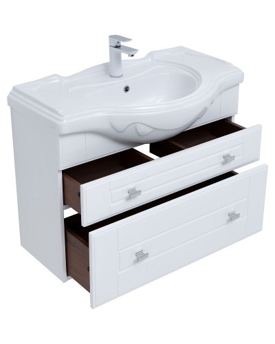 Тумба под раковину Aquanet Рондо 85 304289 подвесная Белый глянец