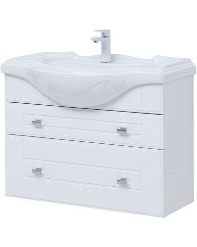 Тумба под раковину Aquanet Рондо 85 304289 подвесная Белый глянец