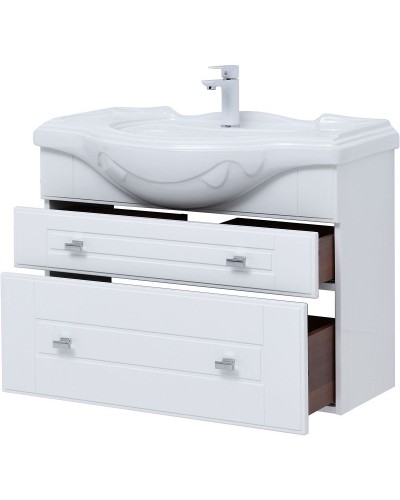 Тумба под раковину Aquanet Рондо 85 304289 подвесная Белый глянец