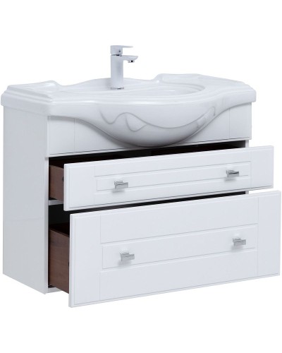 Тумба под раковину Aquanet Рондо 85 304289 подвесная Белый глянец