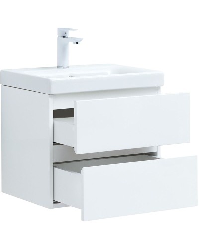 Тумба под раковину Aquanet Беркли 50 302347 подвесная Белый глянец