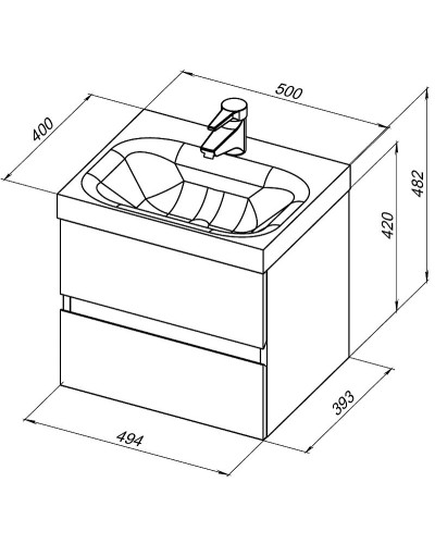 Тумба под раковину Aquanet Беркли 50 302347 подвесная Белый глянец