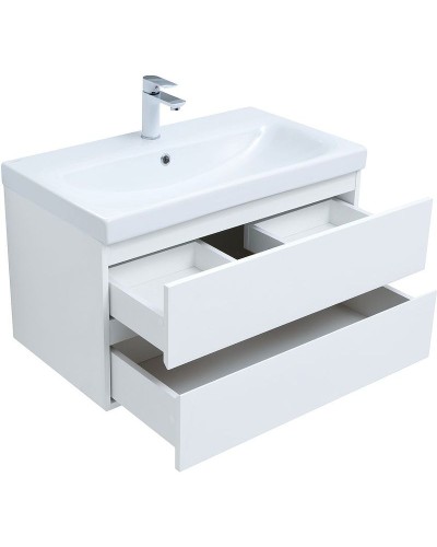 Тумба под раковину Aquanet Беркли 80 302351 подвесная Белый глянец