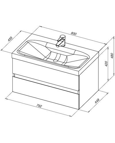 Тумба под раковину Aquanet Беркли 80 302351 подвесная Белый глянец