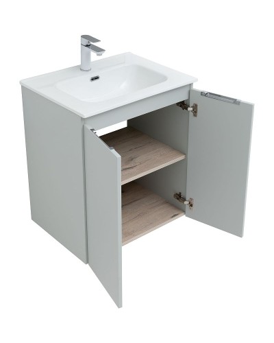 Тумба под раковину Aquanet Алвита New 60 277524 подвесная Серая матовая