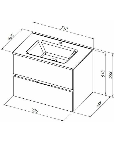 Тумба под раковину Aquanet Алвита New 70 303907 подвесная Серая матовая