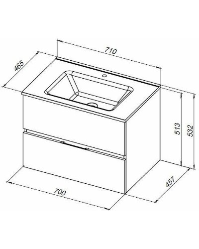 Тумба под раковину Aquanet Алвита New 70 303908 подвесная Антрацит