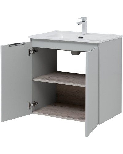 Тумба под раковину Aquanet Алвита New 70 303903 подвесная Серая матовая