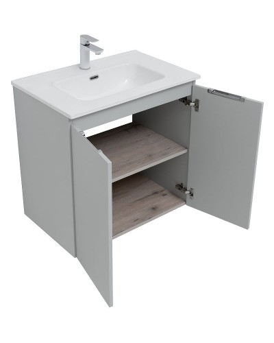 Тумба под раковину Aquanet Алвита New 70 303903 подвесная Серая матовая