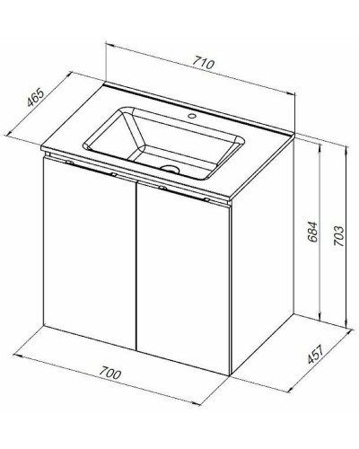 Тумба под раковину Aquanet Алвита New 70 303903 подвесная Серая матовая