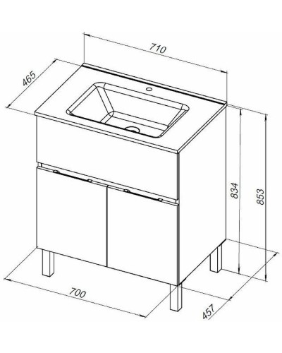Тумба под раковину Aquanet Алвита New 70 303902 Дуб веллингтон белый