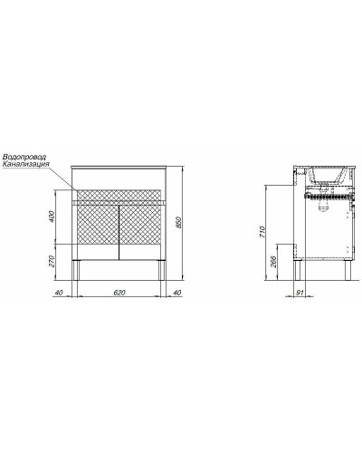 Тумба под раковину Aquanet Алвита New 70 303902 Дуб веллингтон белый
