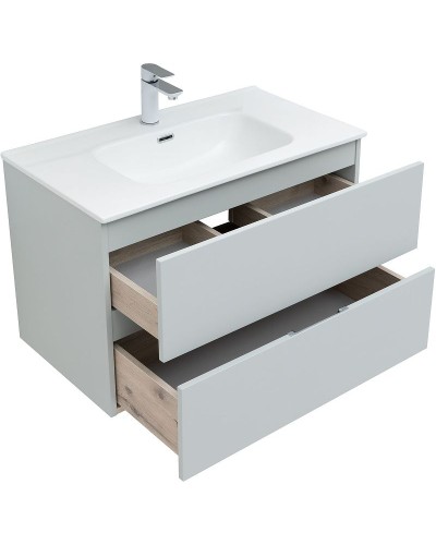 Тумба под раковину Aquanet Алвита New 80 277516 подвесная Серая матовая