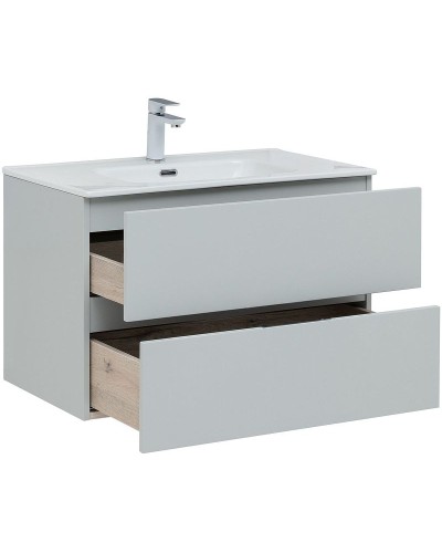 Тумба под раковину Aquanet Алвита New 80 277516 подвесная Серая матовая