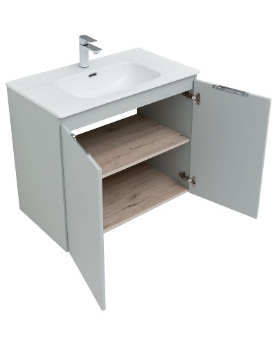 Тумба под раковину Aquanet Алвита New 80 277528 подвесная Серая матовая