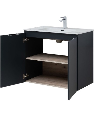 Тумба под раковину Aquanet Алвита New 80 277527 подвесная Антрацит