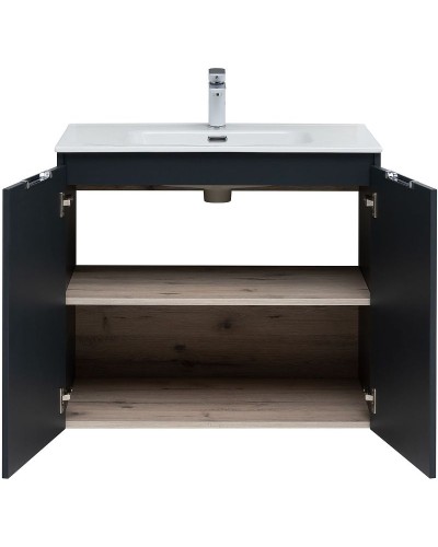 Тумба под раковину Aquanet Алвита New 80 277527 подвесная Антрацит