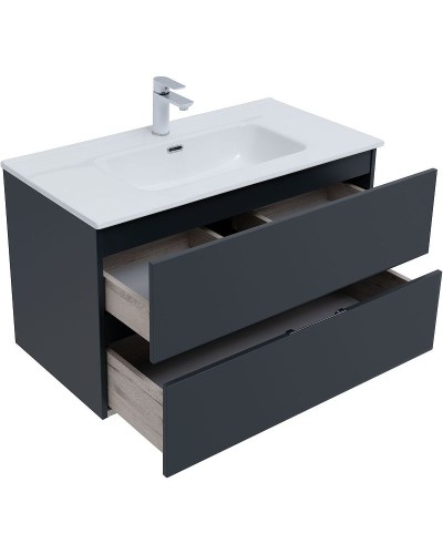 Тумба под раковину Aquanet Алвита New 90 303919 подвесная Антрацит