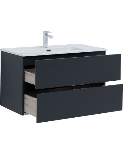 Тумба под раковину Aquanet Алвита New 90 303919 подвесная Антрацит