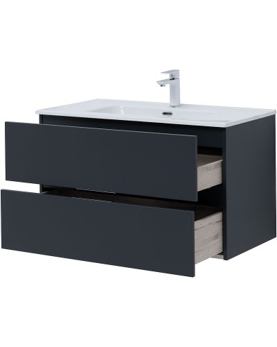Тумба под раковину Aquanet Алвита New 90 303919 подвесная Антрацит