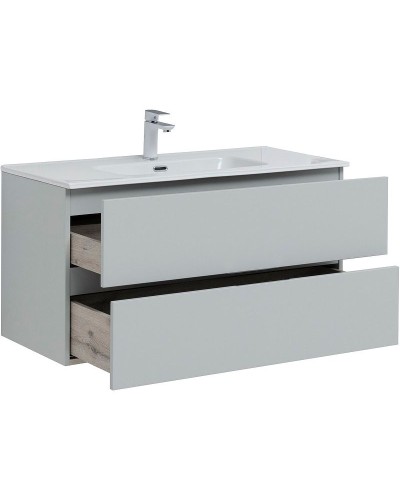 Тумба под раковину Aquanet Алвита New 100 277520 подвесная Серая матовая