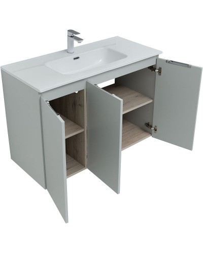 Тумба под раковину Aquanet Алвита New 100 277532 подвесная Серая матовая